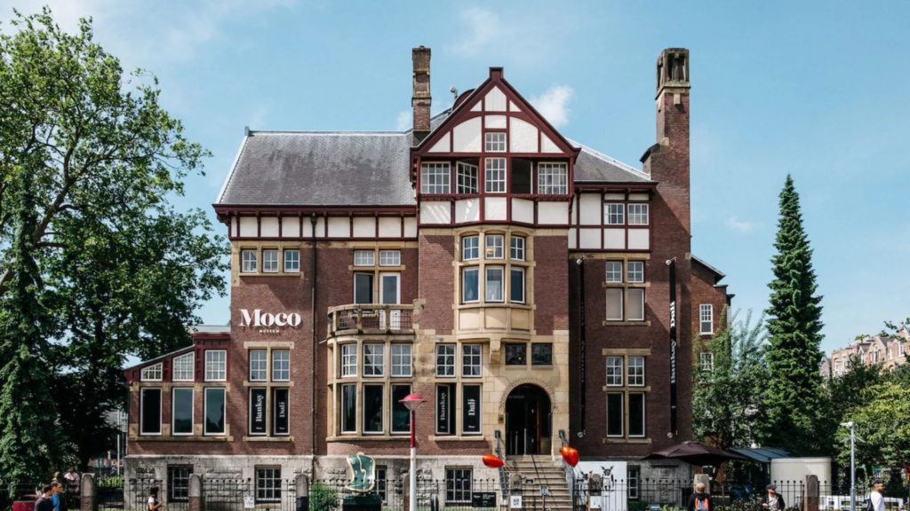 Exterior view of the Moco Museum, showcasing contemporary art in London