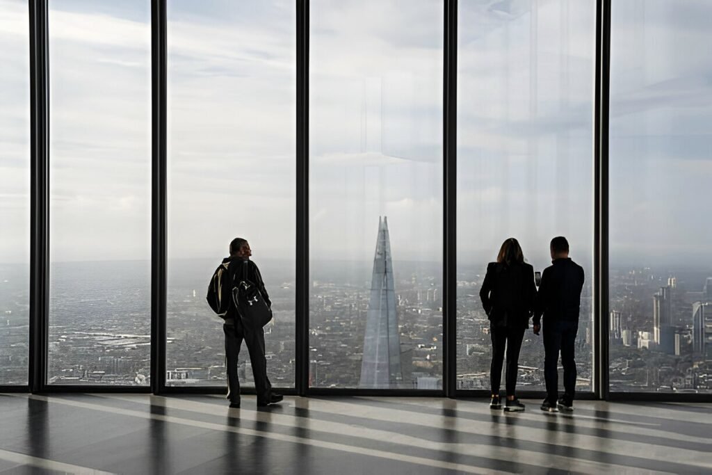 View of London’s skyline from Horizon 22, the highest free viewing platform at Bishopsgate, London