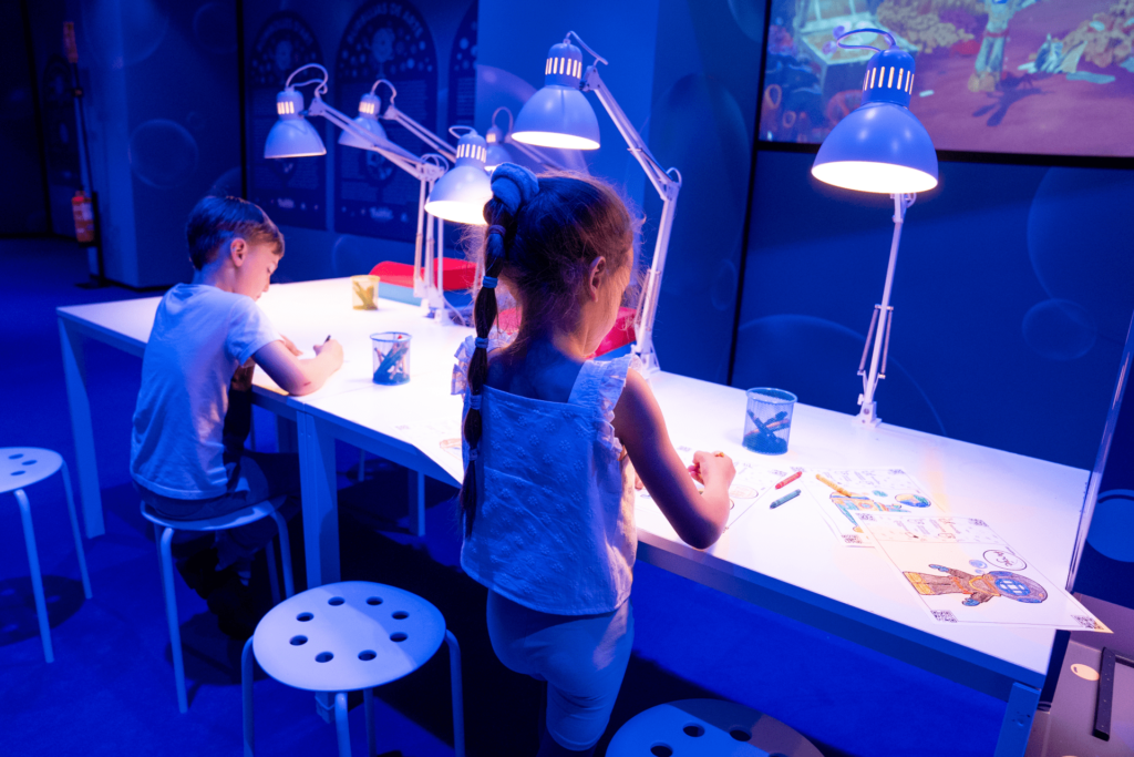 Sketch and Post Room at Bubble Planet London where you can create and share your own bubble-themed artwork
