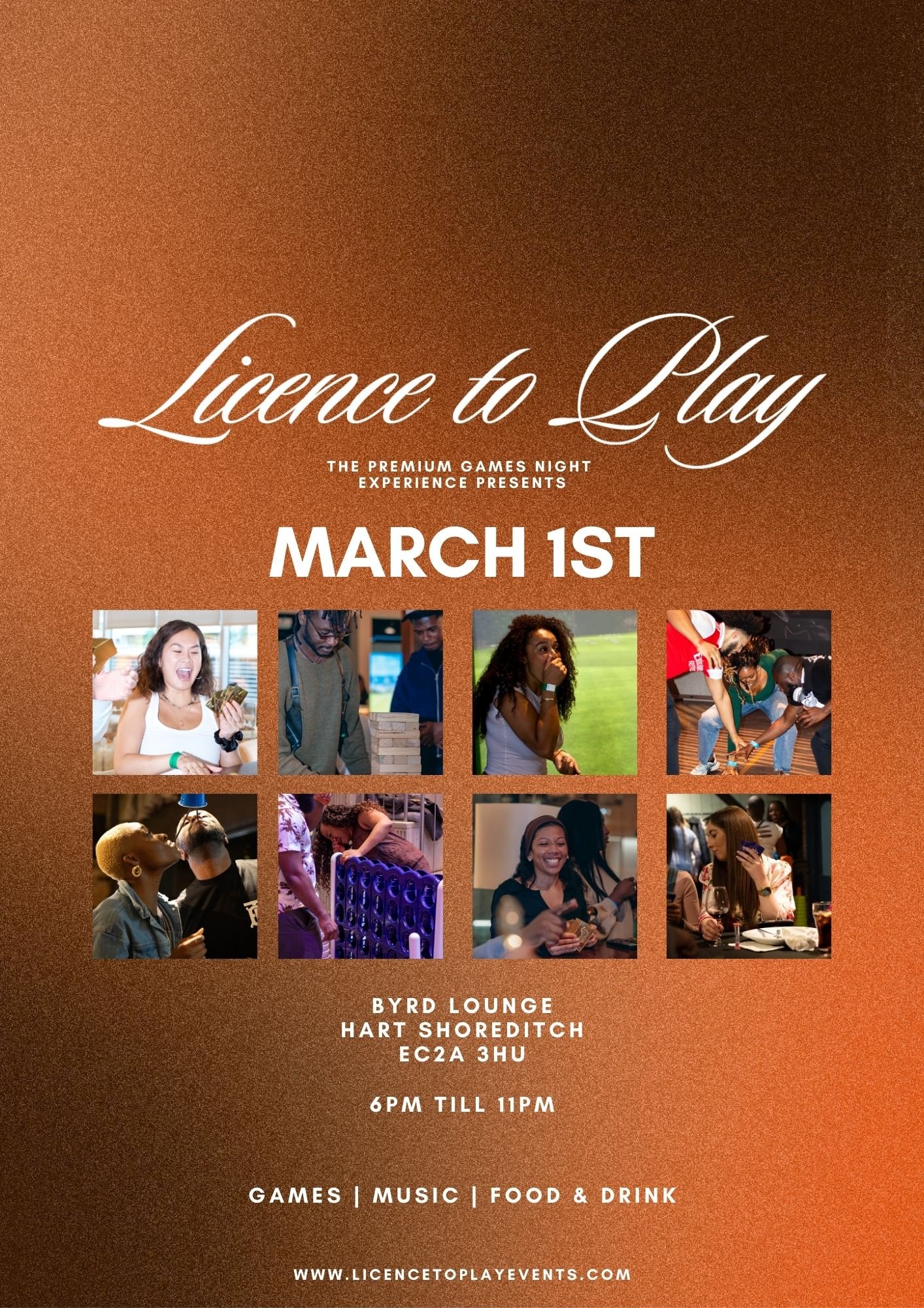 licencetoplay poster promoting March 1st event